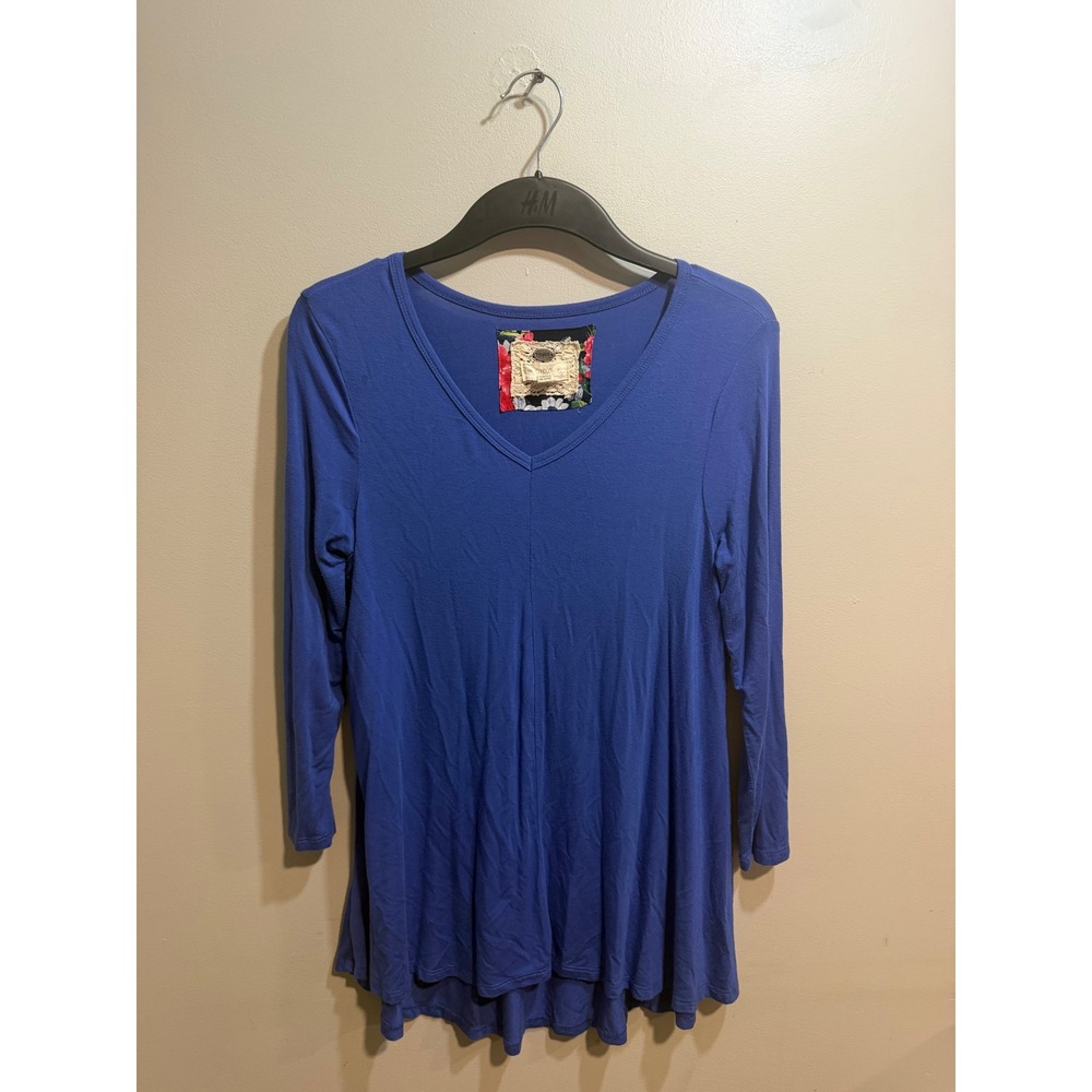 Cupio‎ Womens Royal Blue V-Neck Long Sleeve Flowy Tunic Top Small